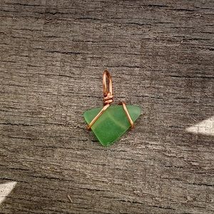 Hand Crafted Green Sea Glass and Copper Pendant